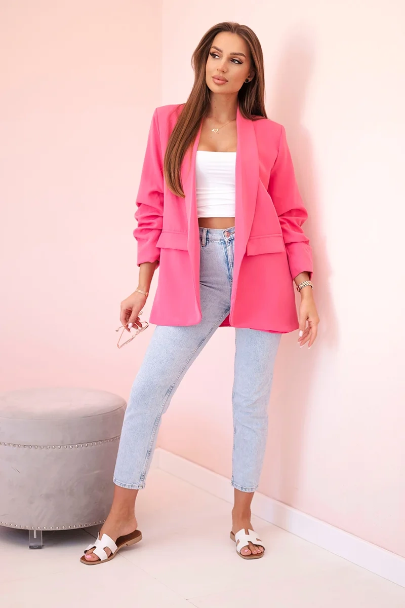 Elegant jacket with lapels in pink