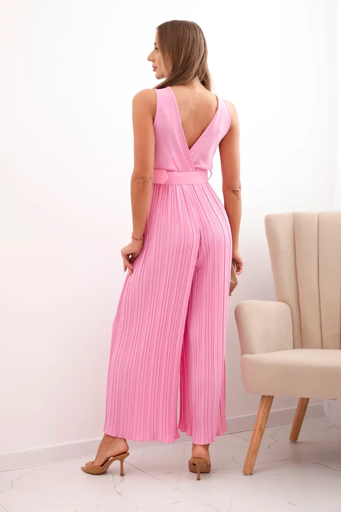 Kesi Włoski Pleated viscose jumpsuit light pink