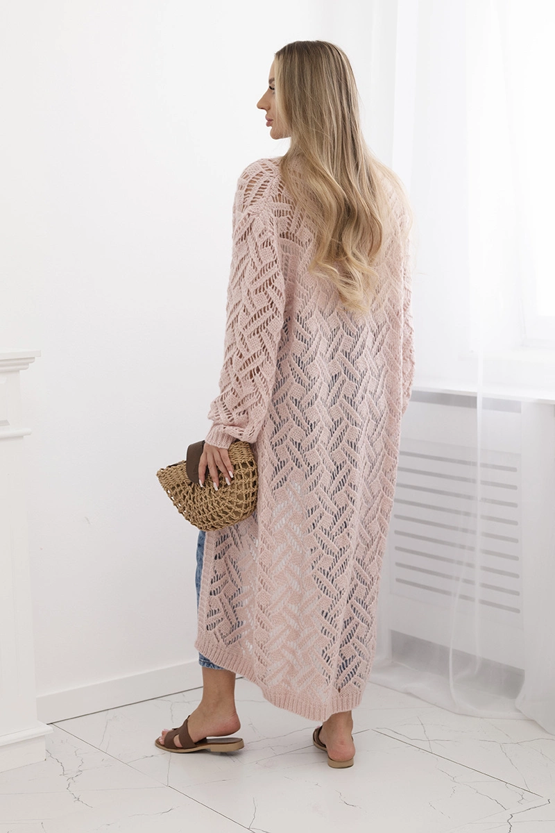Super KID Mohair long cardigan dark powder pink