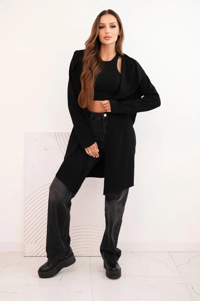 Kesi Women's cotton hoodie with an extended front black