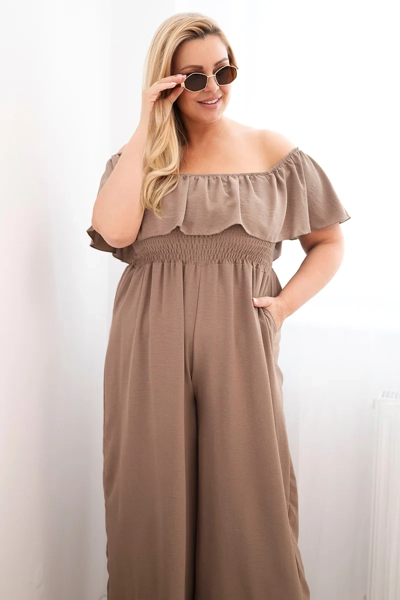 Dámský plus size overal s volánem