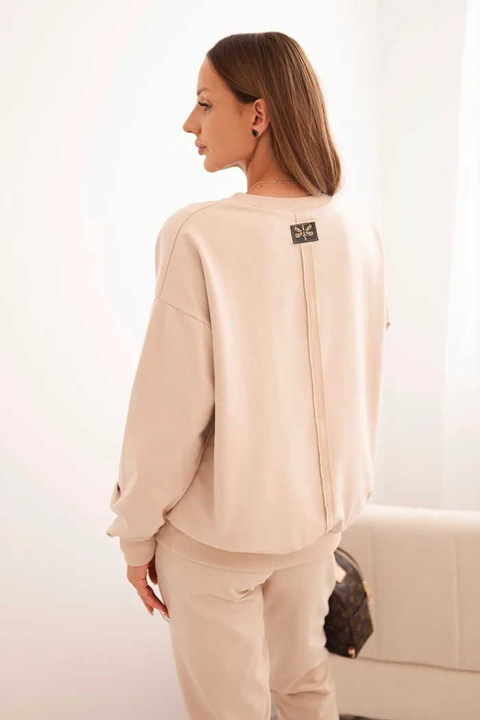 Polski Women&#039;s cotton set with Minimal print beige