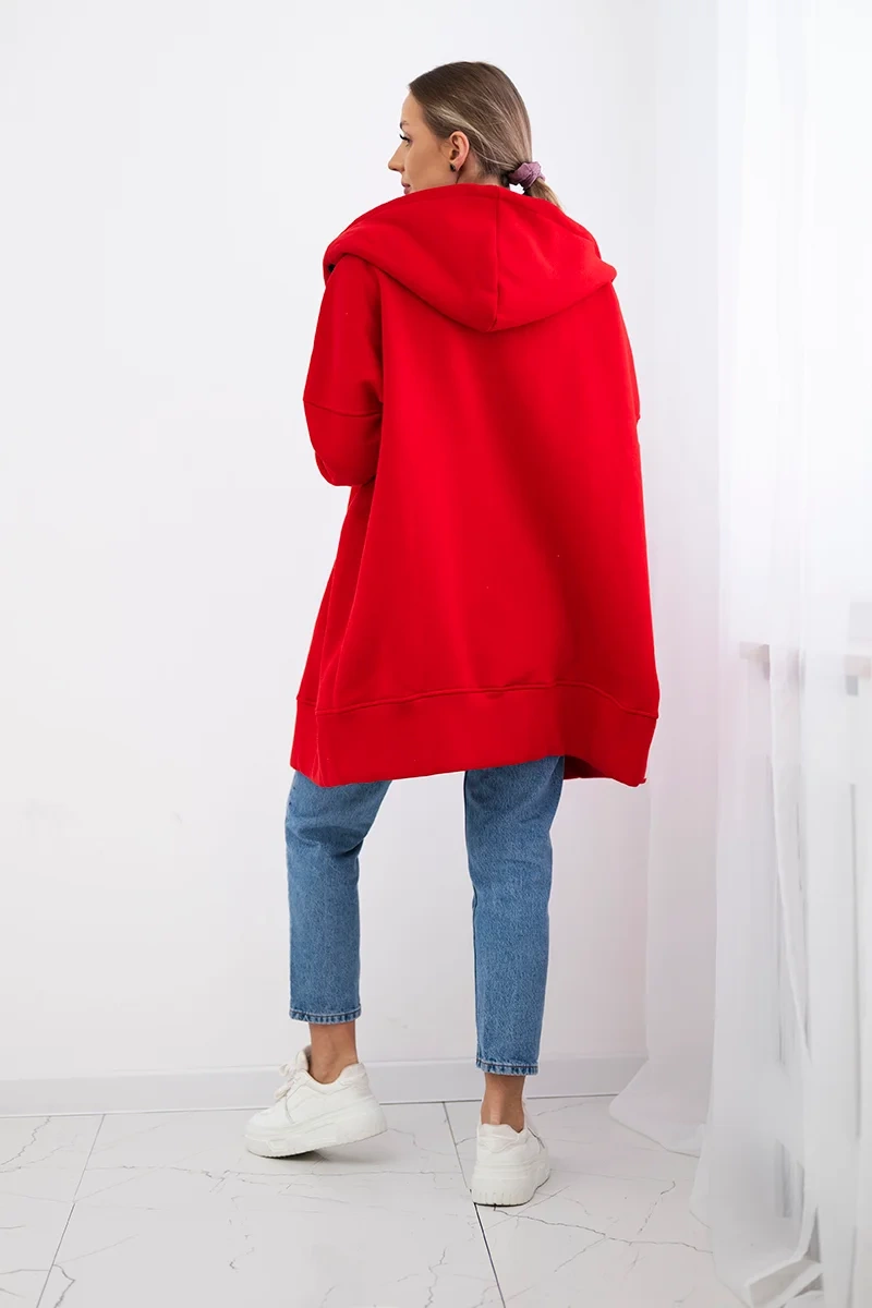 Insulated sweatshirt with zipper red