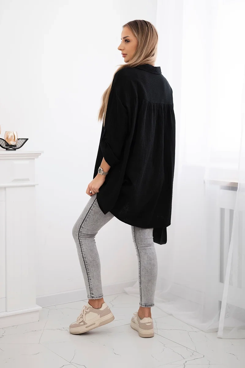Kesi Włoski Cotton muslin shirt black