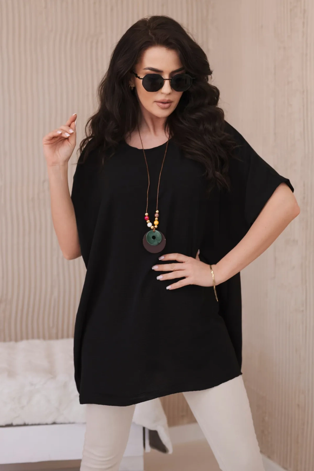Kesi Włoski Oversized blouse with pendant black