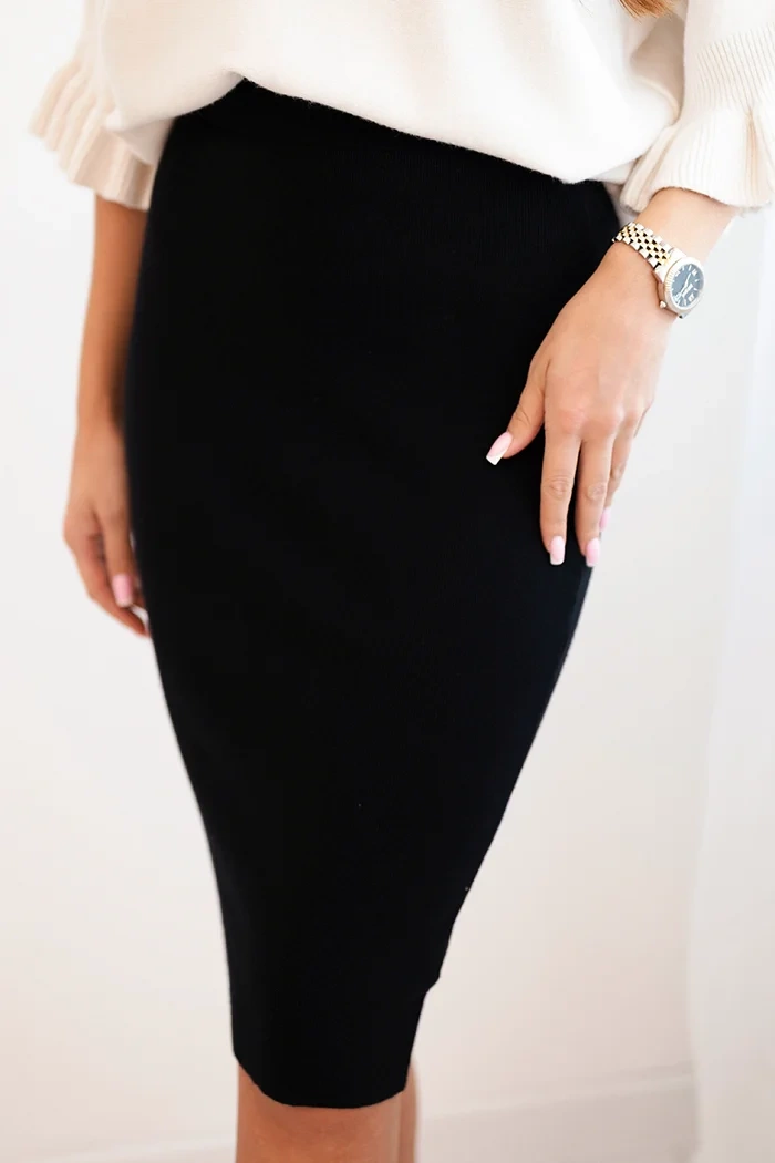 Kesi Włoski Women&#039;s viscose skirt made of stretchy knit black