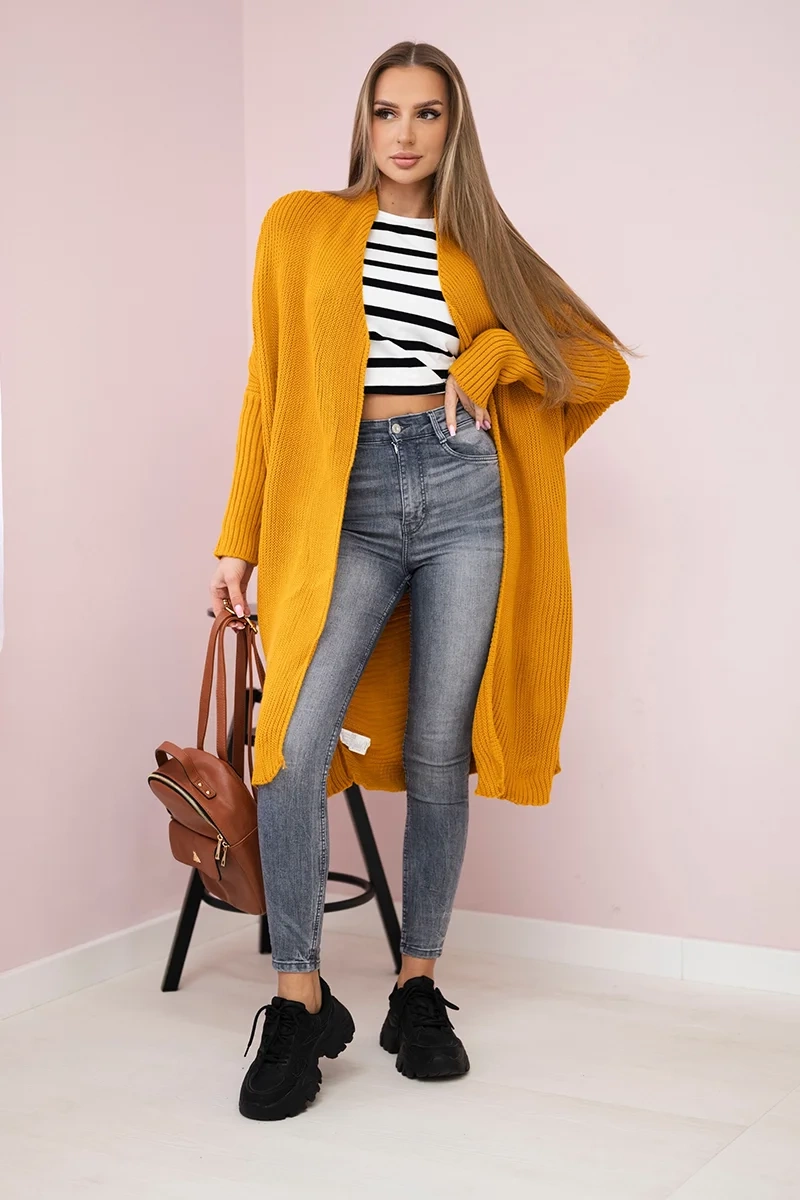 Mustard Sleeve Sweater Made of Bat Sleeve