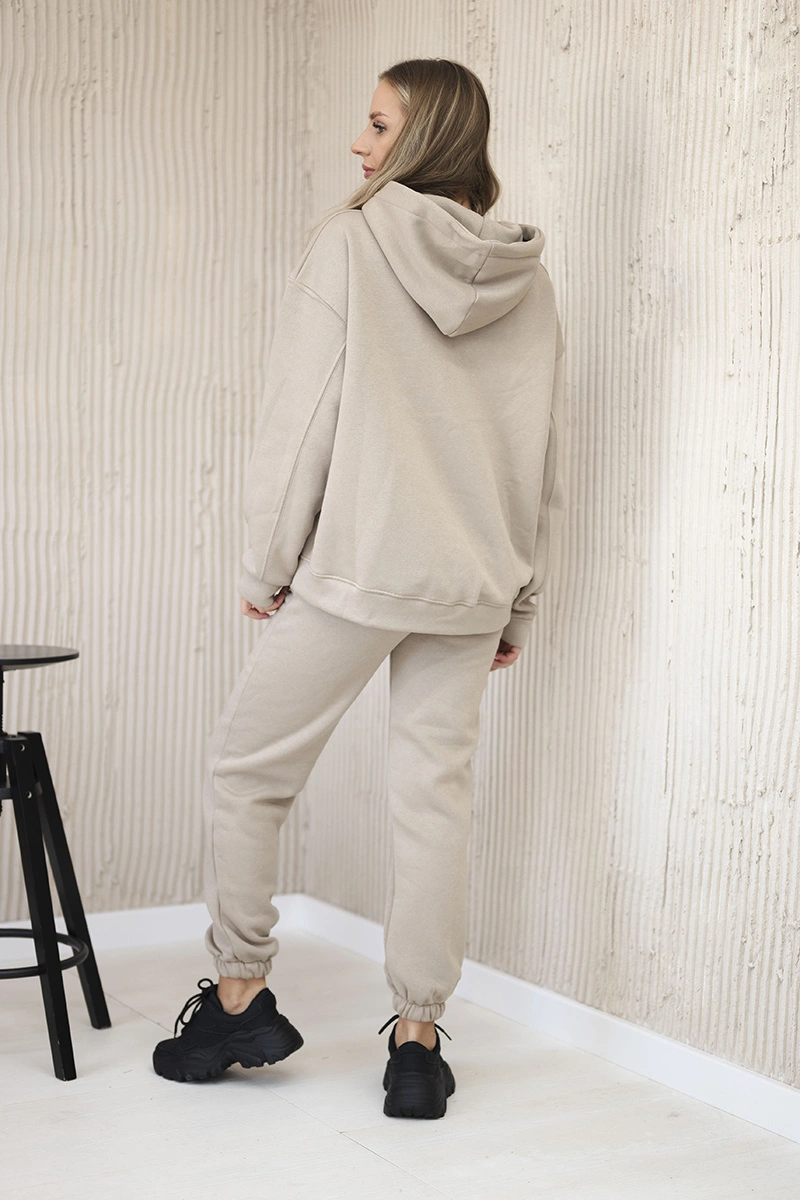 Cotton set with embroidered Paradise inscription light beige