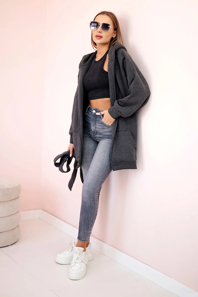 Insulated raincoat with graphite waist tie