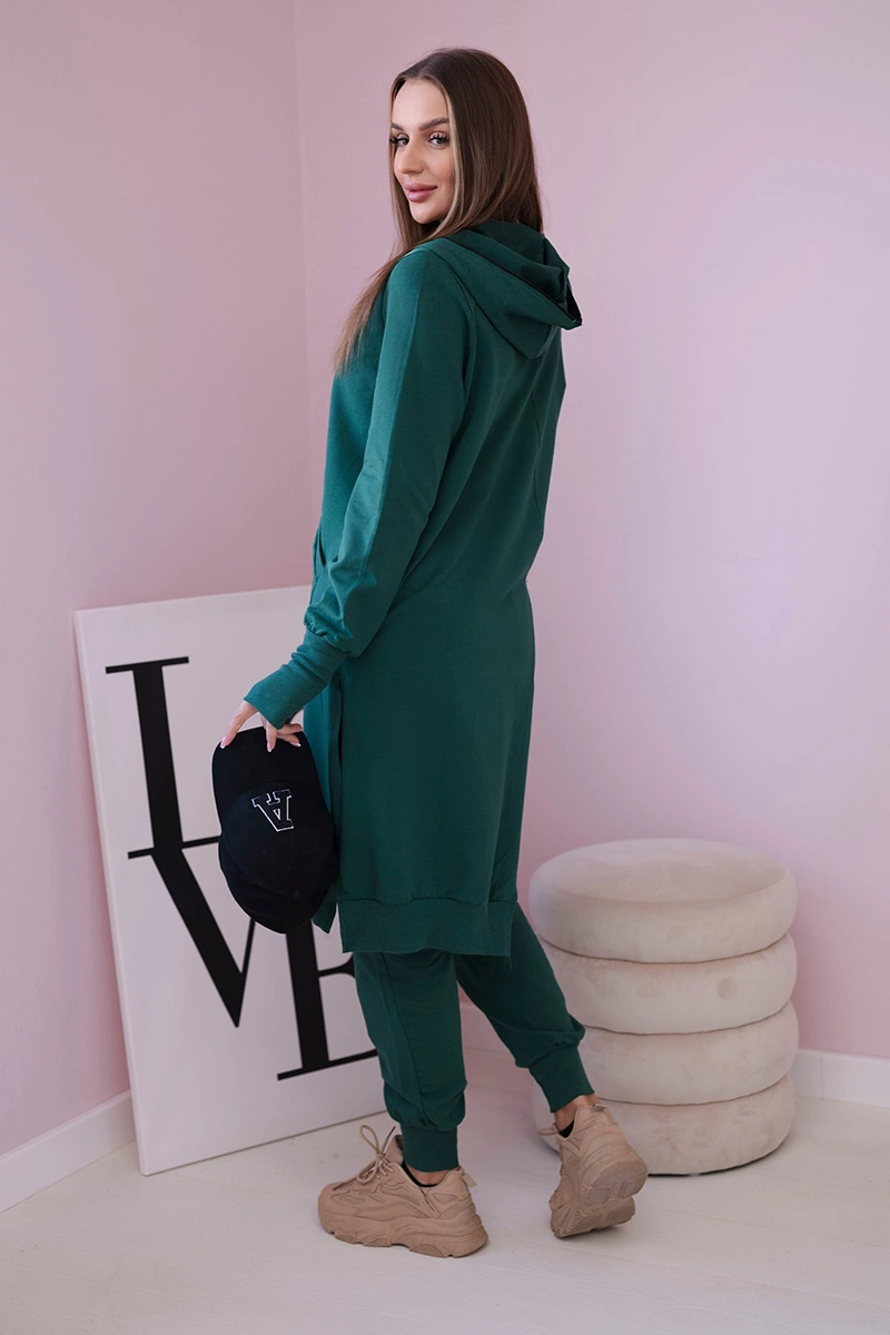 Set of sweatshirt with long side dark green