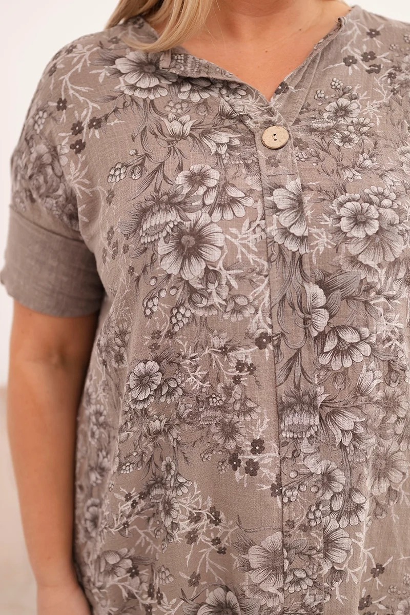 Kesi Włoski plus-size dámska blúzka s kvetinovým vzorom