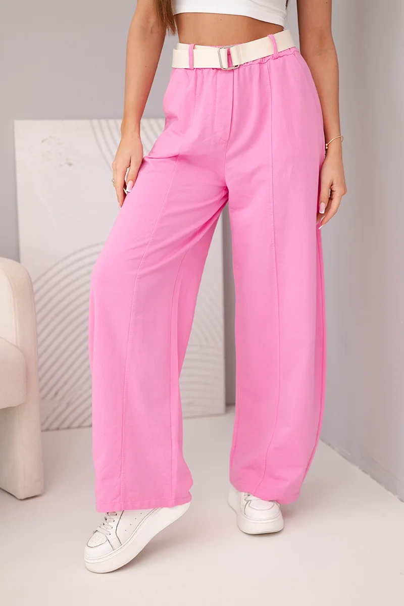 Kesi ženské kalhoty se širokými kalhotami a páskem