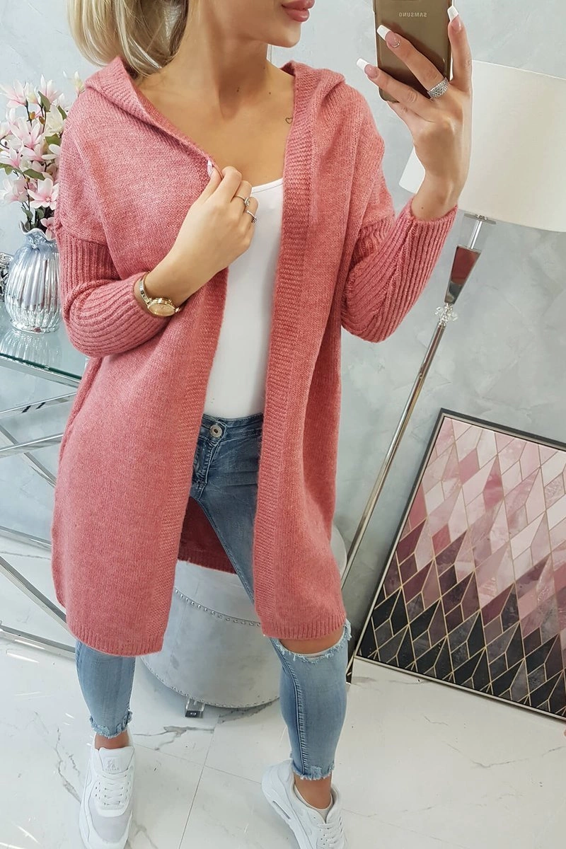 Hooded sweater dark pink