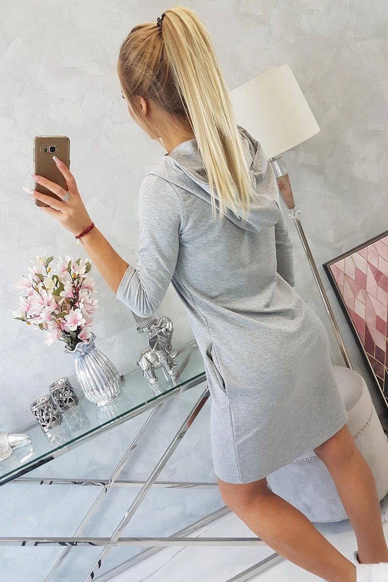 Dress with hood and pockets gray