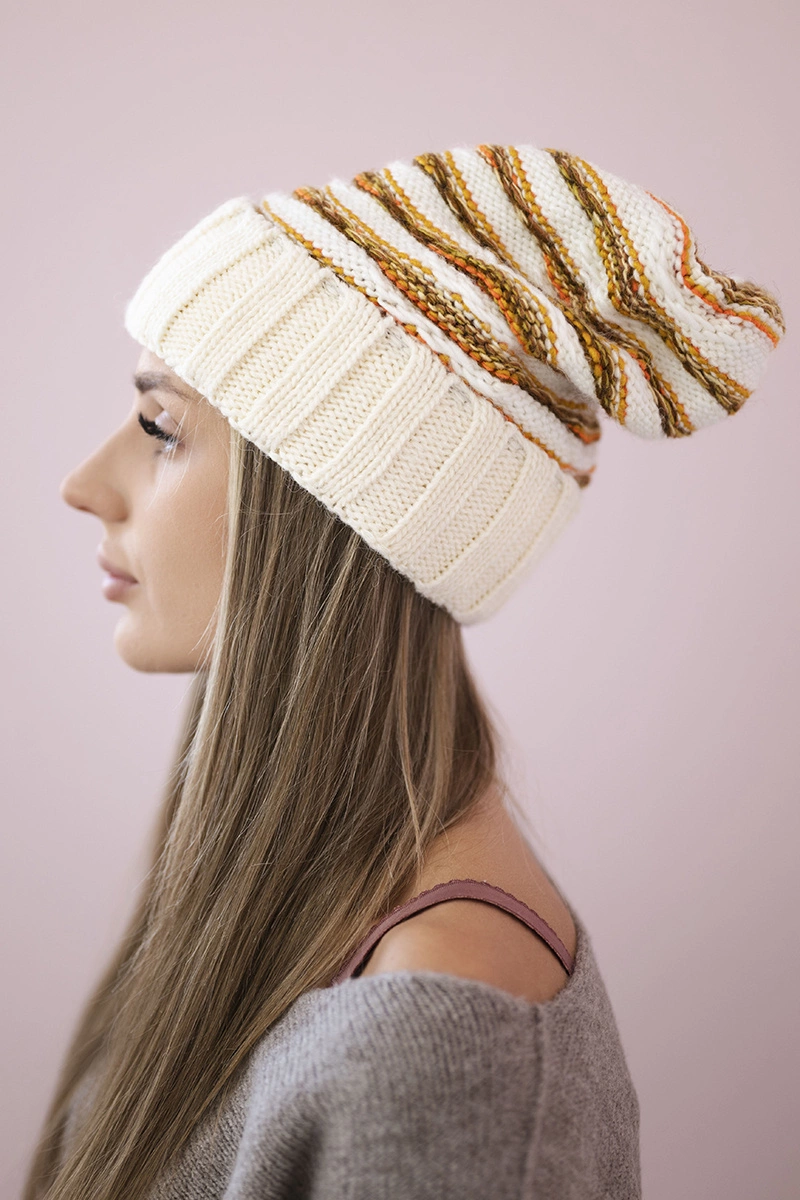 Women&#039;s cap Feba K330 ecru+orange