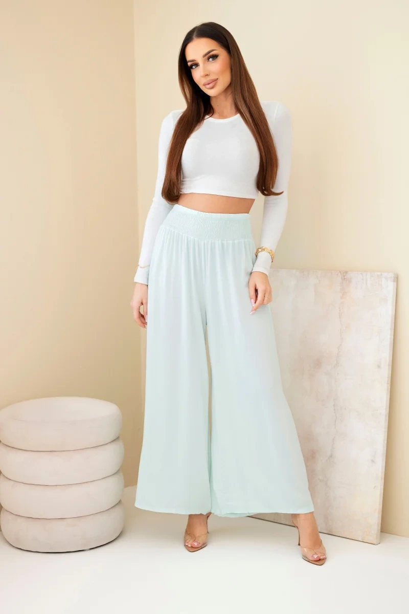 Dámské viskózové kalhoty s elastickým pasem