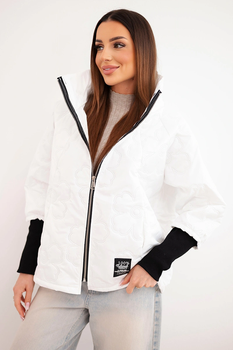 Дамско пролетно ватирано яке с флорален мотив