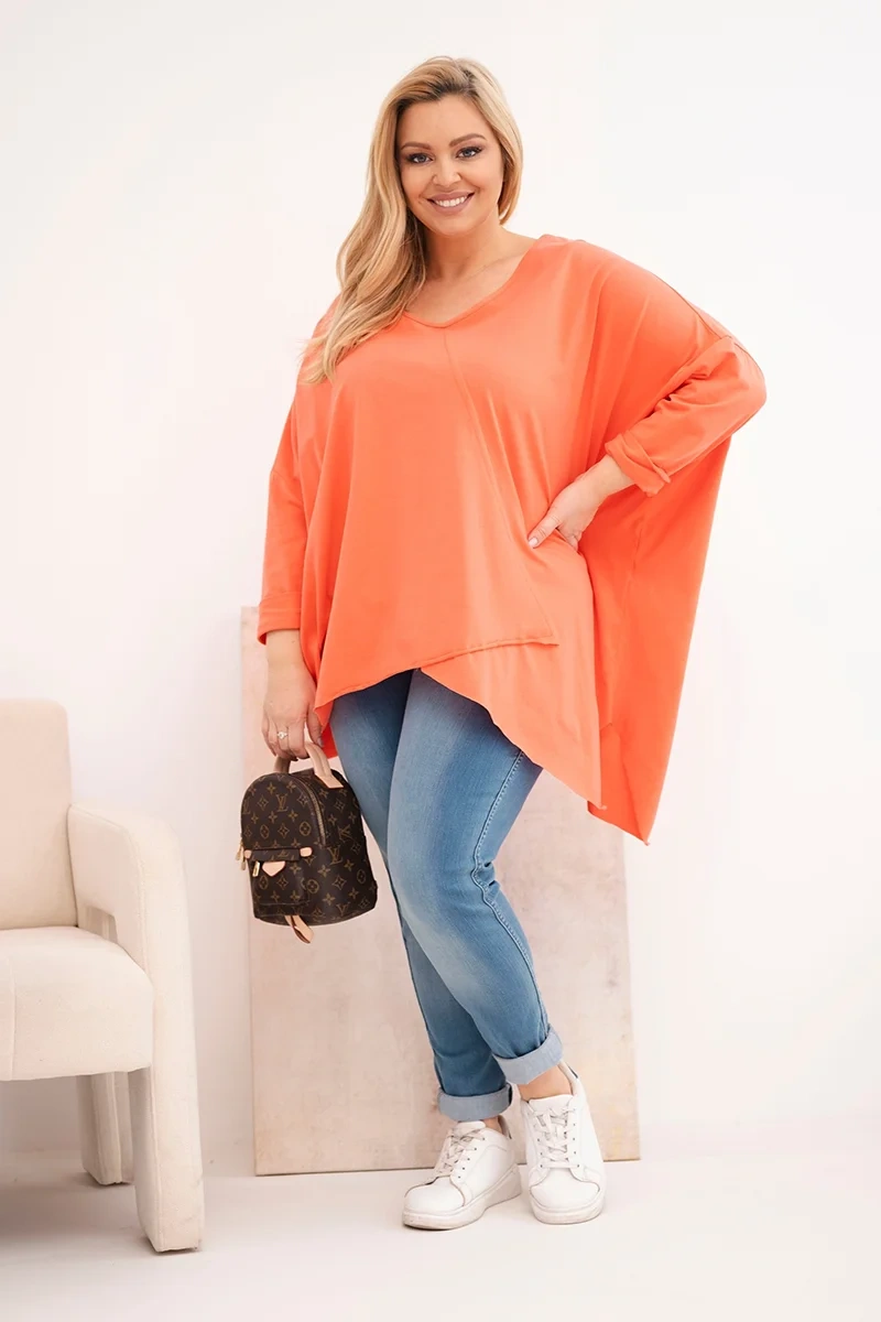 Dámska plus size blúzka s asymetrickým spodkom