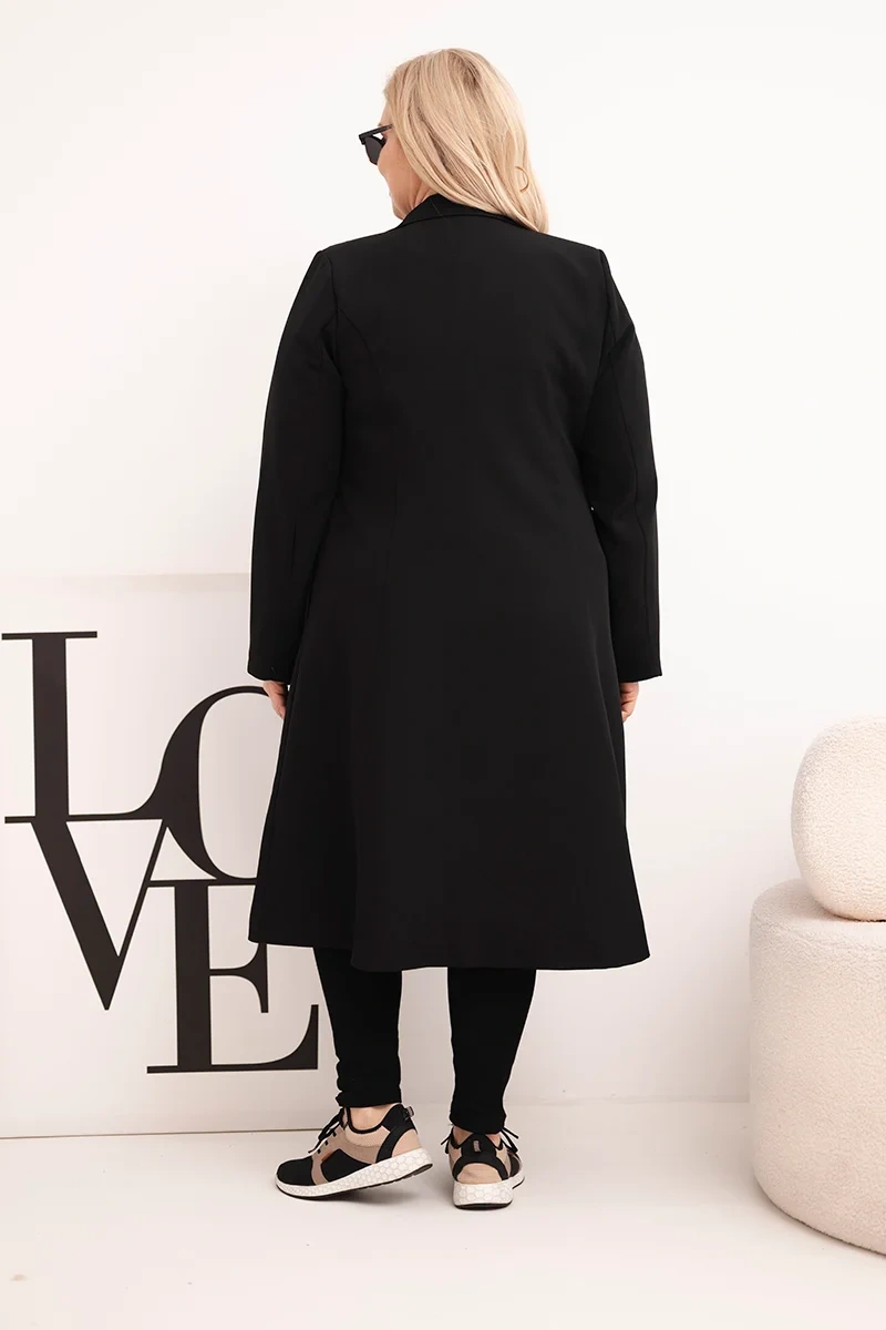 Kesi Plus Size dámsky kabát s golierom čierny