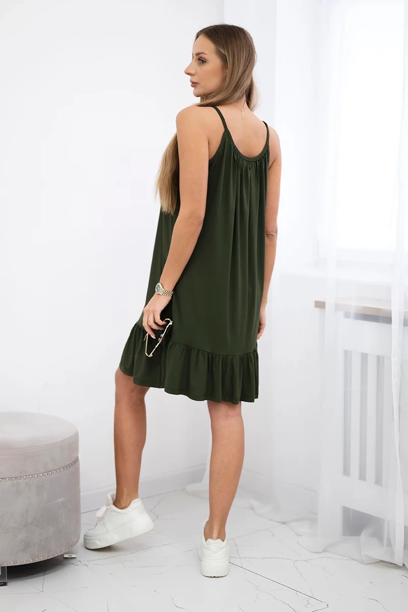 Dress with thin straps khaki