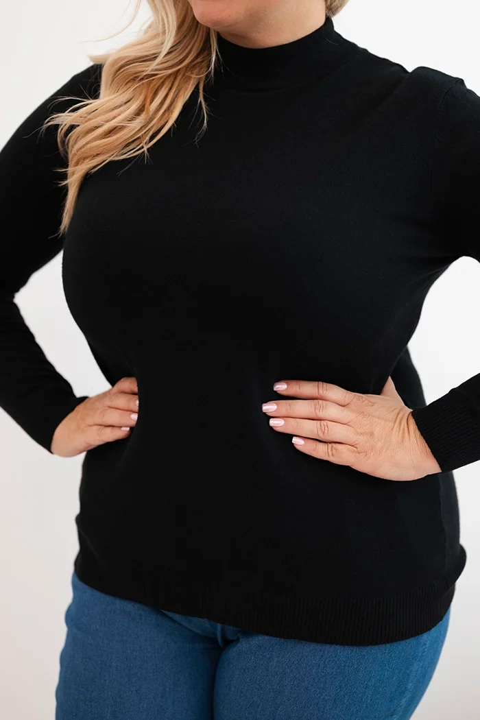 Kesi Włoski Women's Plus Size Viscose Sweater with Turtleneck black