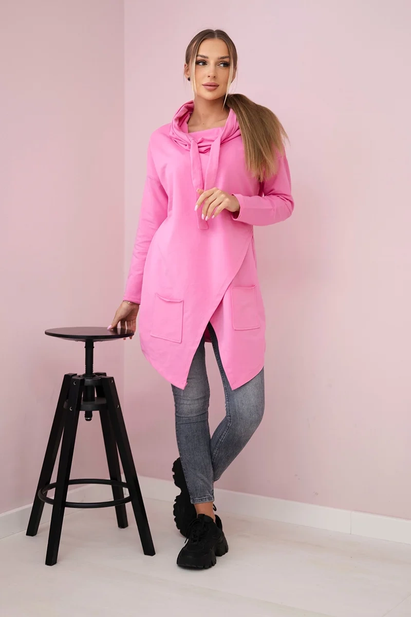 Tunic with a clutch on the front Oversize light pink