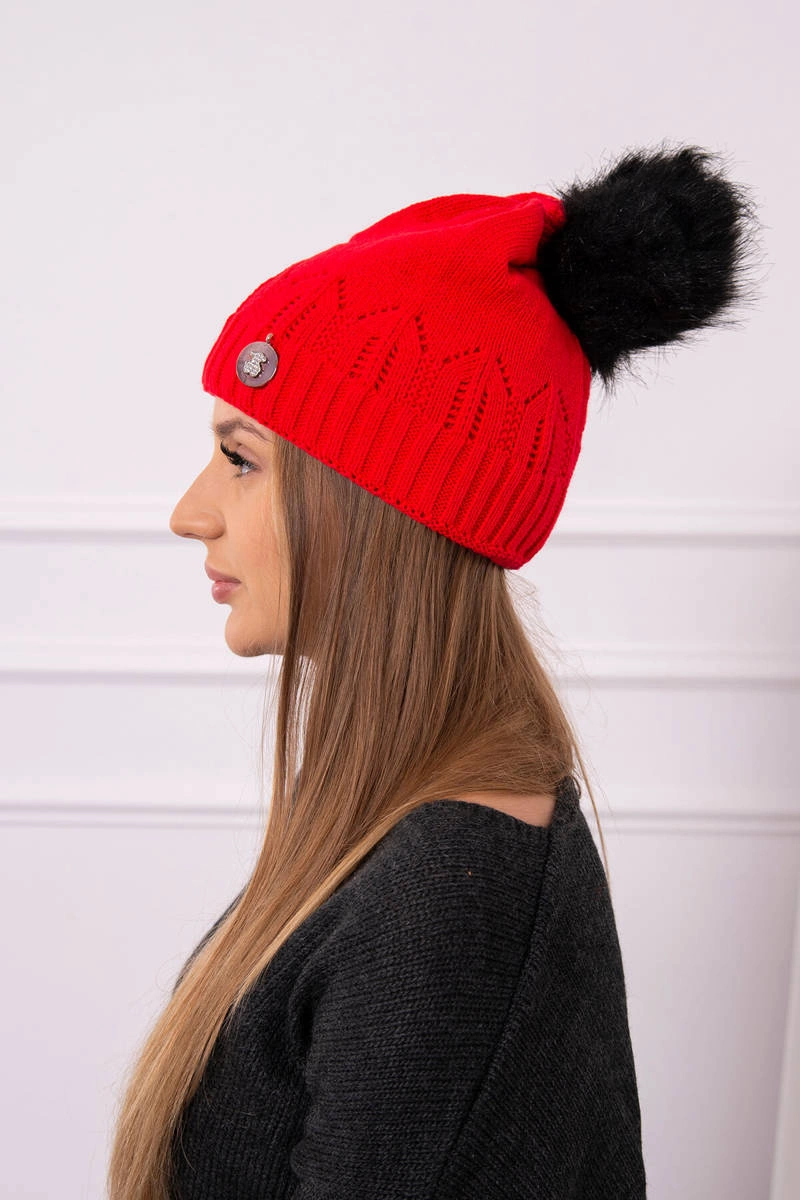 marka niezdefiniowana Cap with a pompom Judyta K347 red
