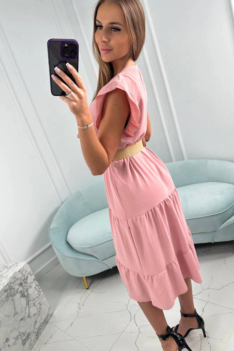 Dress with frills powder pink