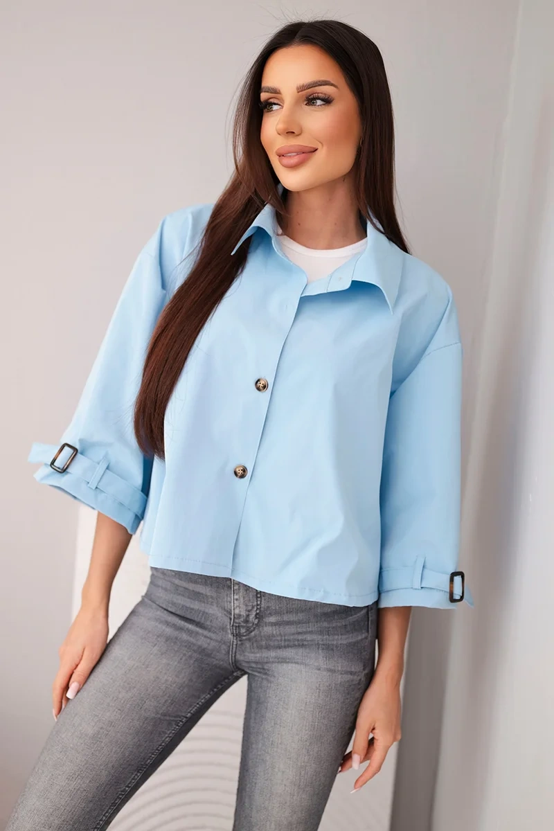 Kesi Włoski dámská přechodná bunda s límcem modrá