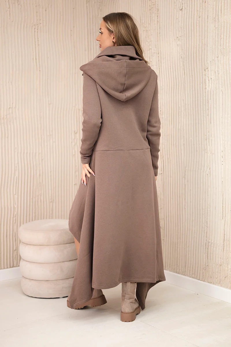 Insulated mocha dress with longer sides