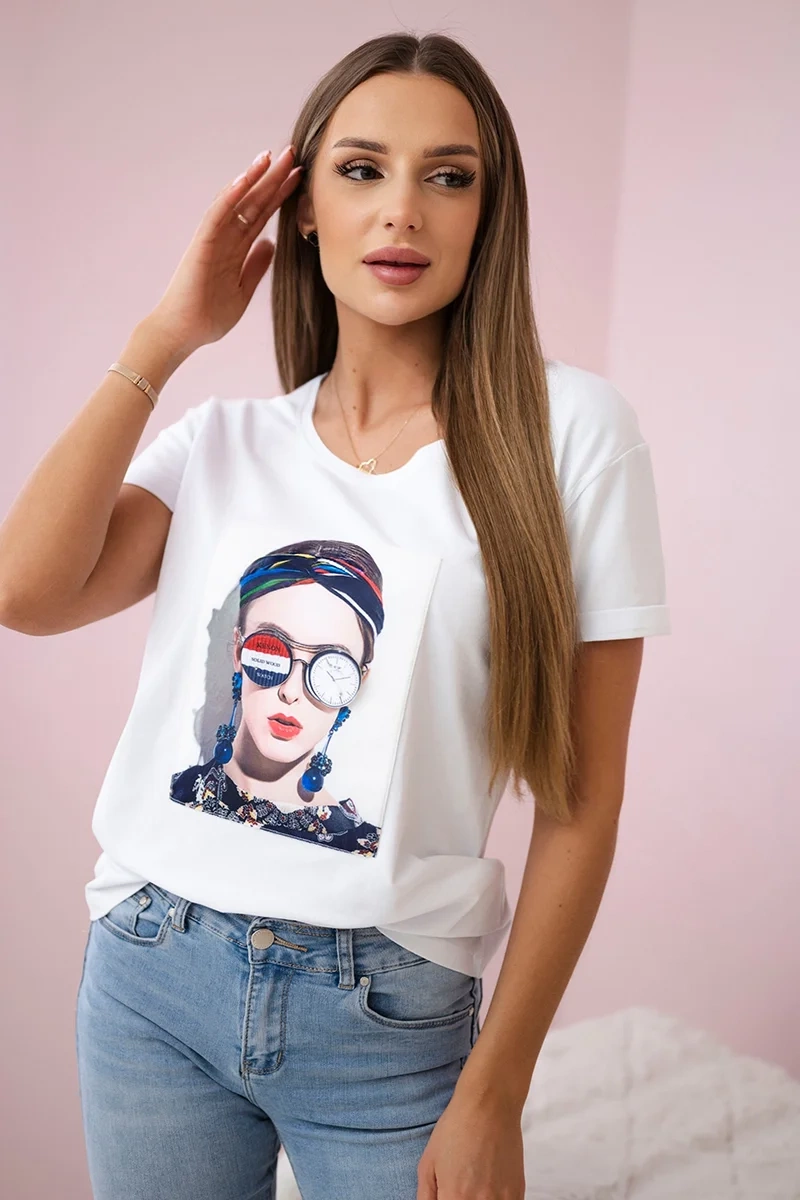 Women's graphic blouse white