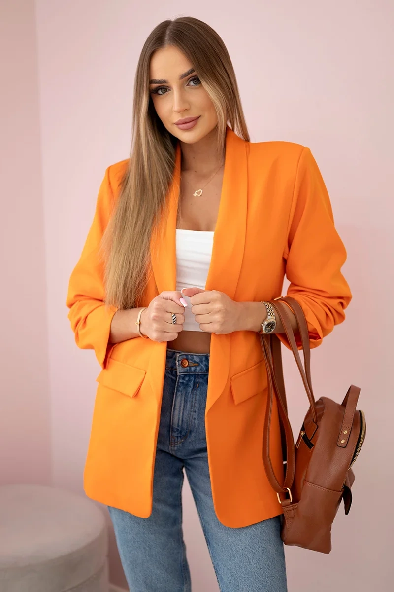 Kesi Włoski Elegantní sako s klopami tmavě oranžová