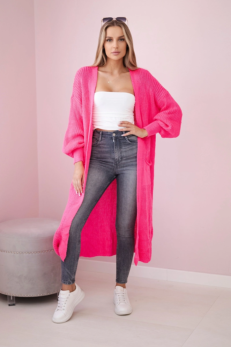 Long cardigan pink neon sweater