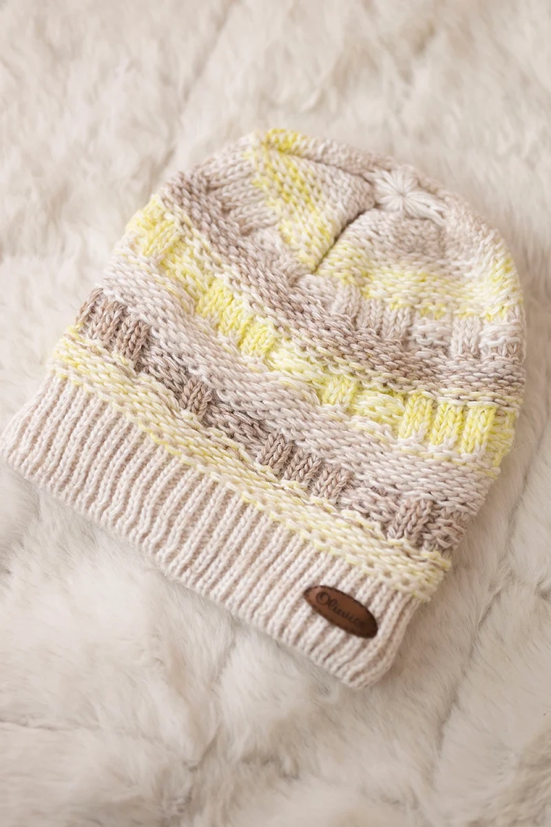 marka niezdefiniowana Cap with fleece Patrycja K254 yellow + beige