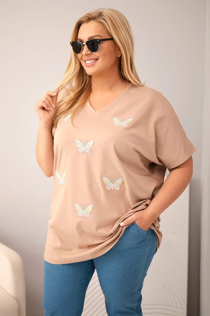 Dámska Plus Size blúzka s motýľmi