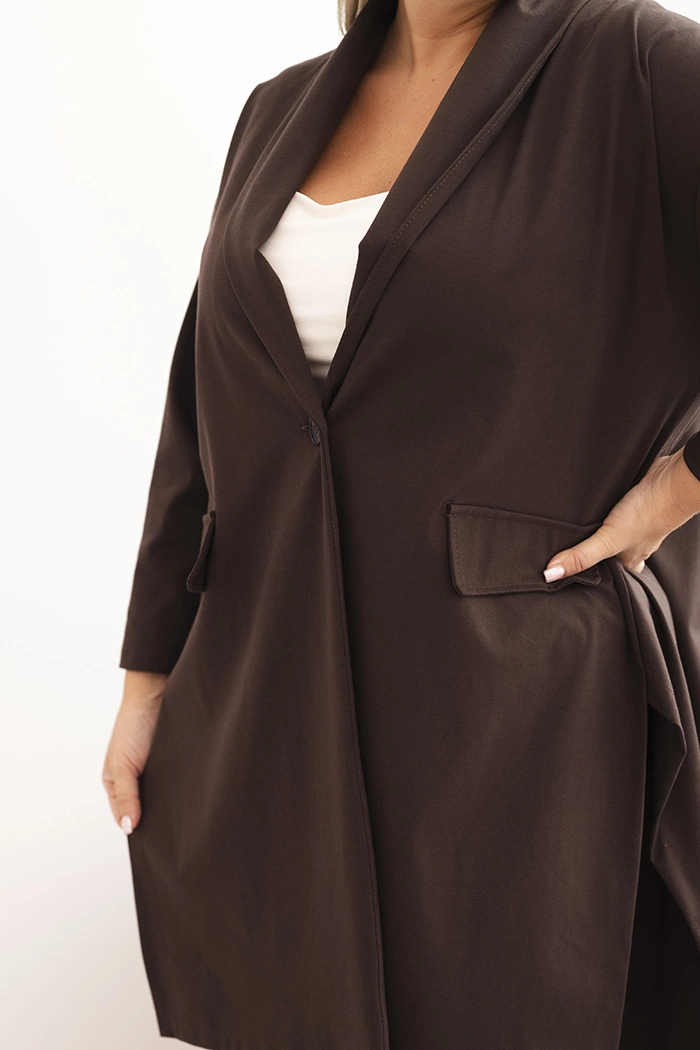 Kesi Włoski Plus Size women's cardigan Punto with cotton buttoned brown