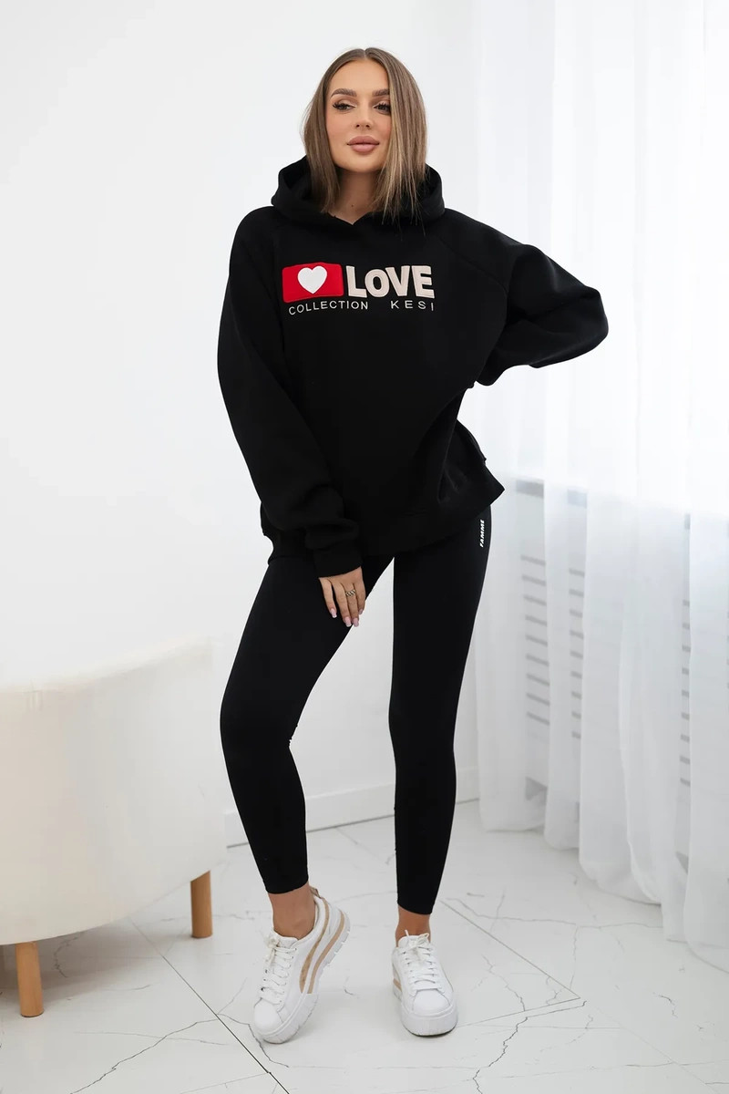 Black insulated cotton hoodie