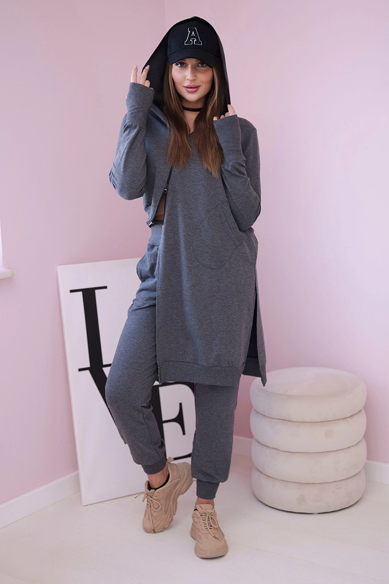 Set of sweatshirt with longer side made of graphite