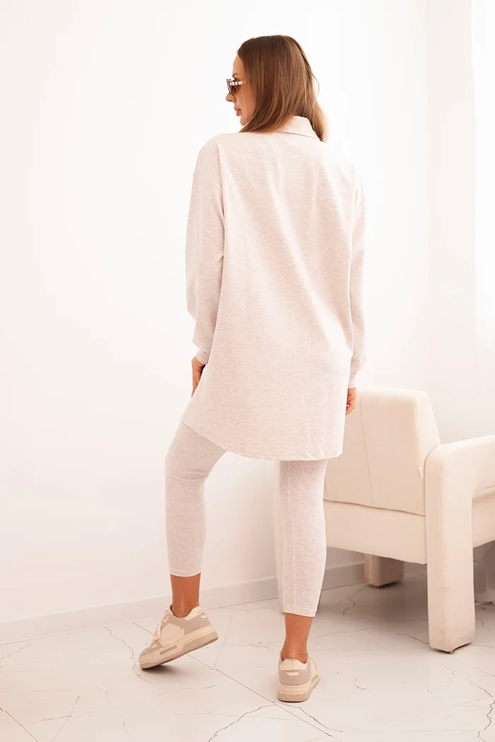 3-piece set of sweatshirt, top and leggings beige melange