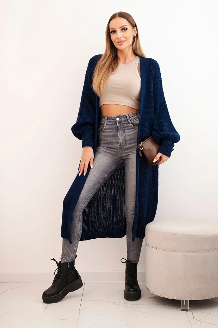 Kesi Włoski Long cardigan light navy blue