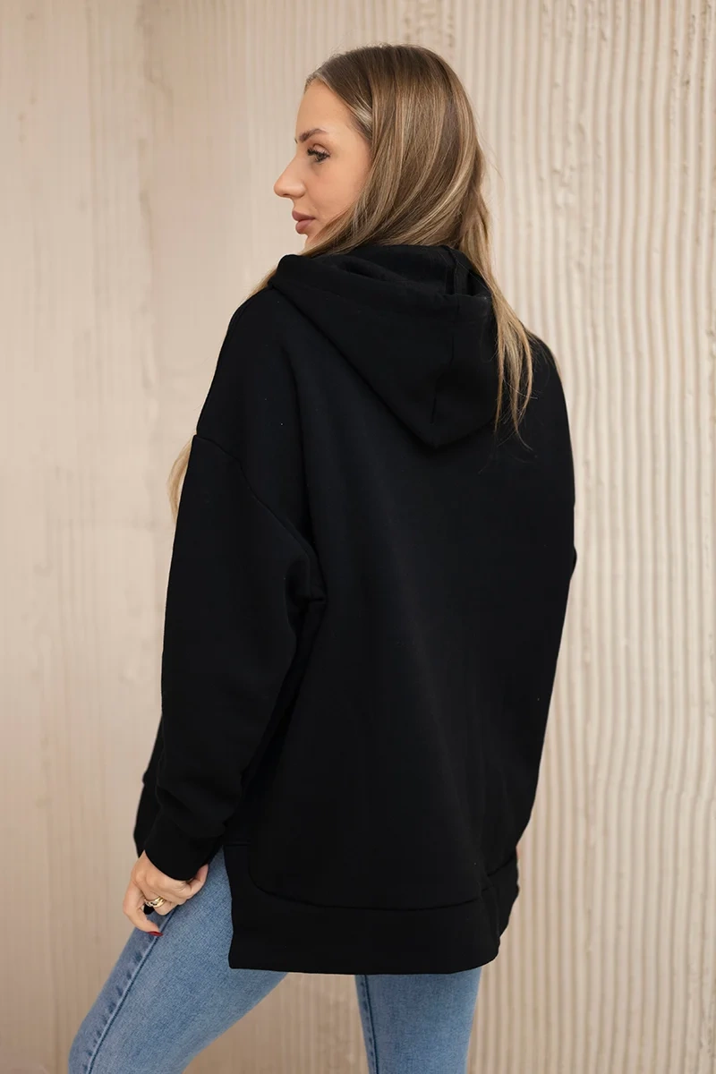 Insulated sweatshirt with side zipper black
