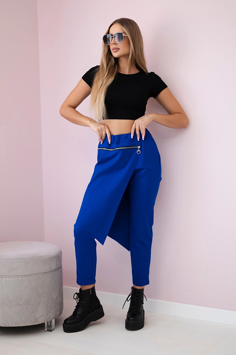 Punto Milano winter pants with decorative zip cornflower blue