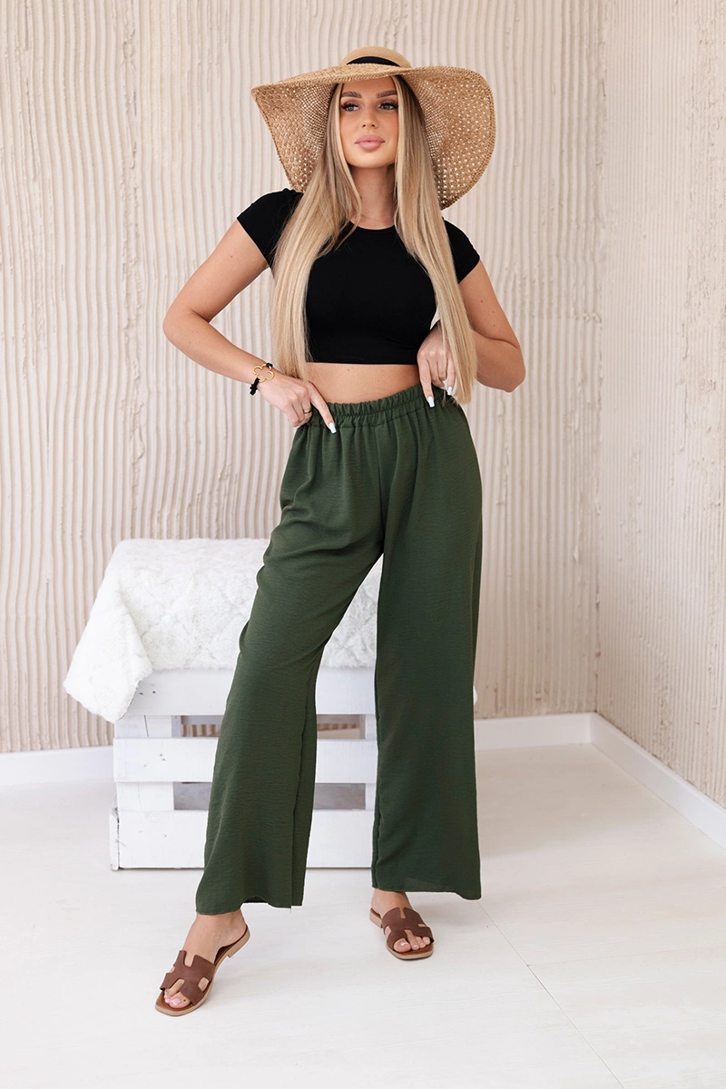 Wide khaki trousers