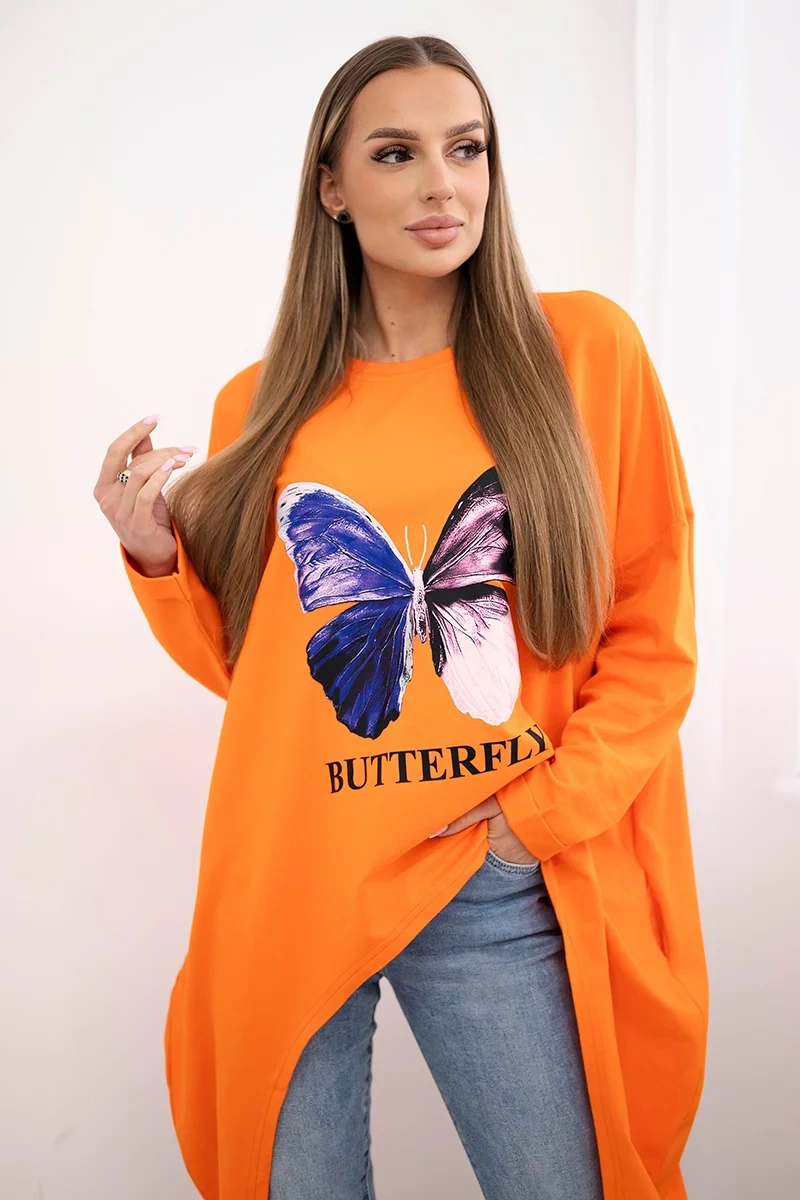 Blouse with oversize orange print