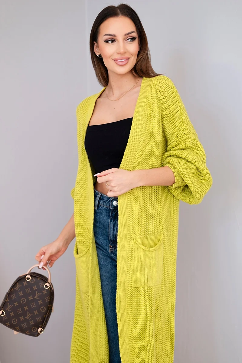 Włoski Sveter dlhý sveter pistácia