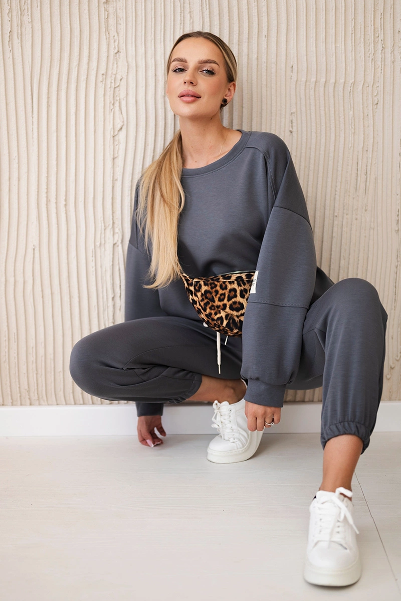 Włoski Viscose set sweatshirt + pants graphite