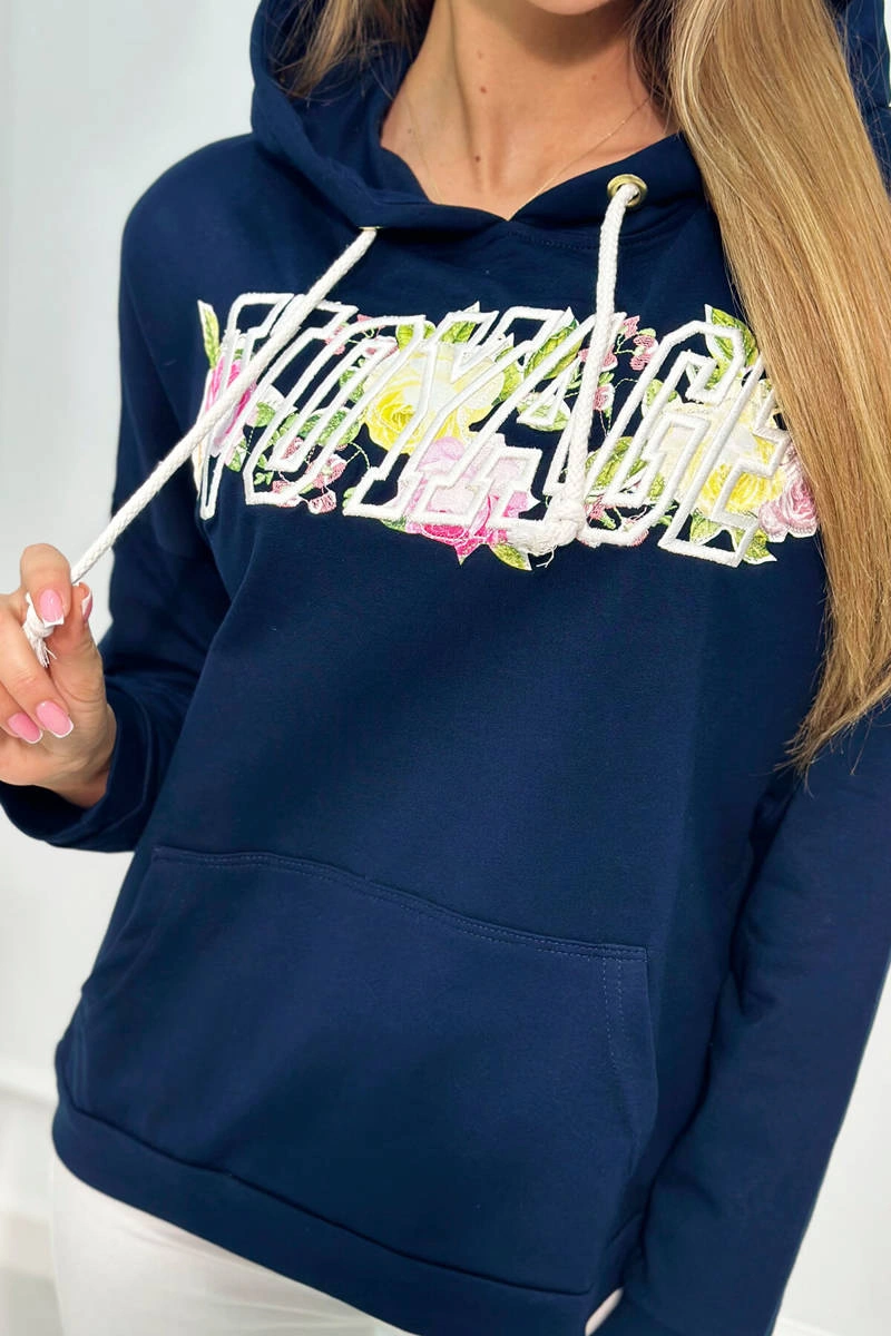 Kesi Sweatshirt with Voyage inscription navy blue