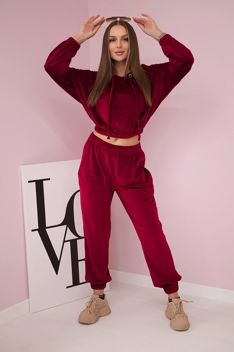 marka niezdefiniowana Velor set with hood fuchsia