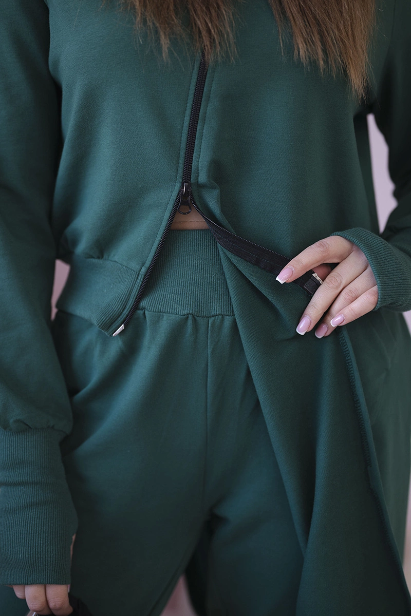 Set of sweatshirt with long side dark green