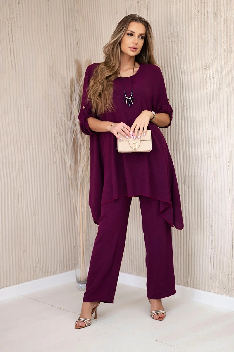 Kesi Włoski Set of blouse + pants with pendant plum